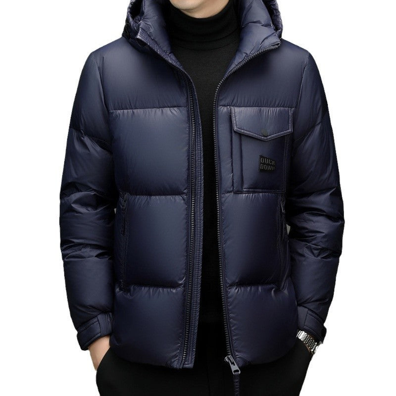 Herren Modische gesteppte Winterjacke mit Kapuze Echoarchiv