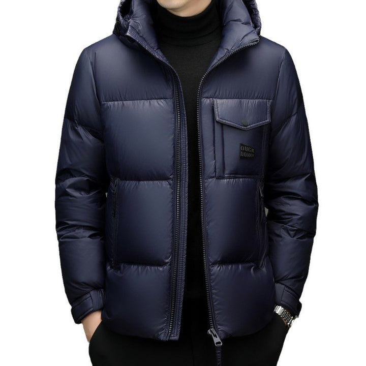Herren Modische gesteppte Winterjacke mit Kapuze Echoarchiv