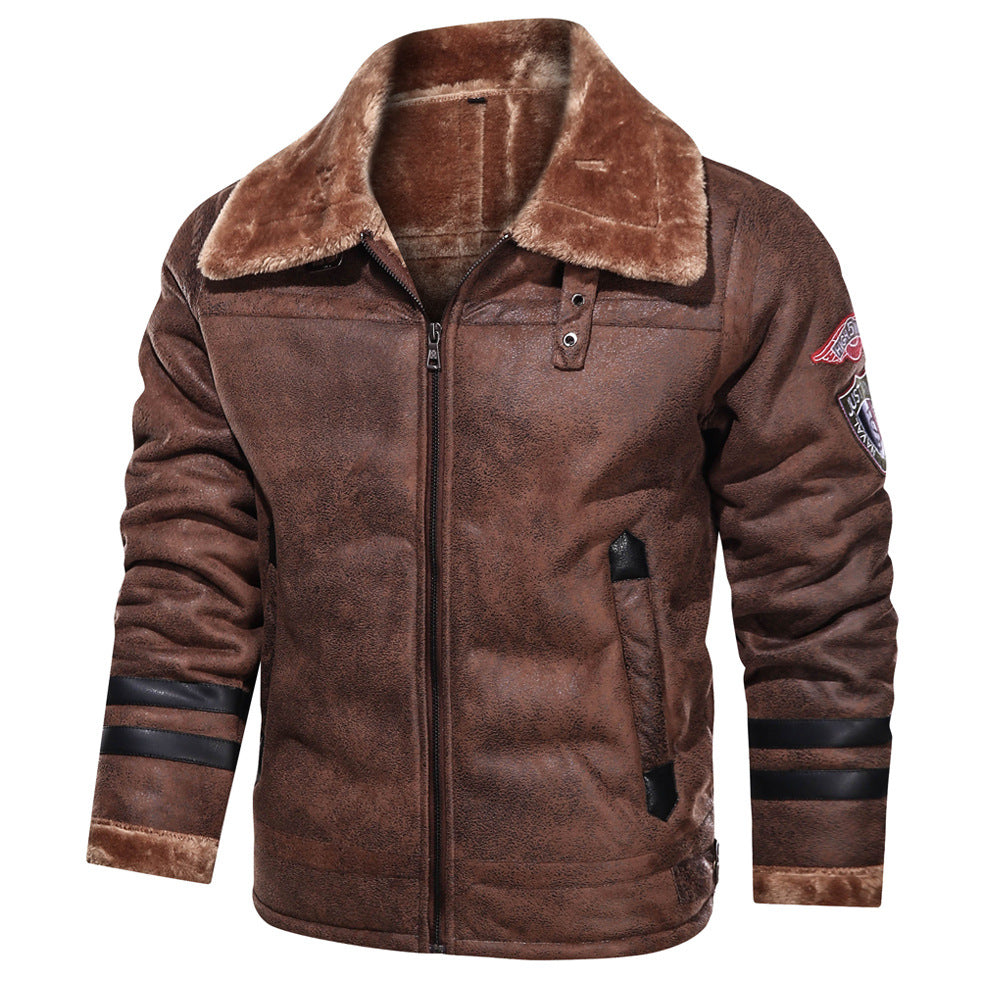 Herren Pilotenjacke aus Kunstleder mit warmem Futter Echoarchiv