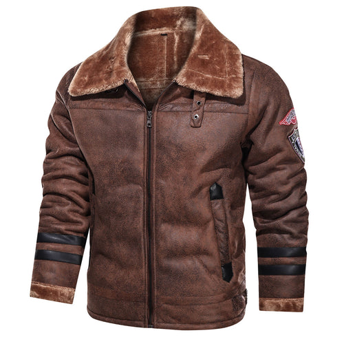 Herren Pilotenjacke aus Kunstleder mit warmem Futter Echoarchiv