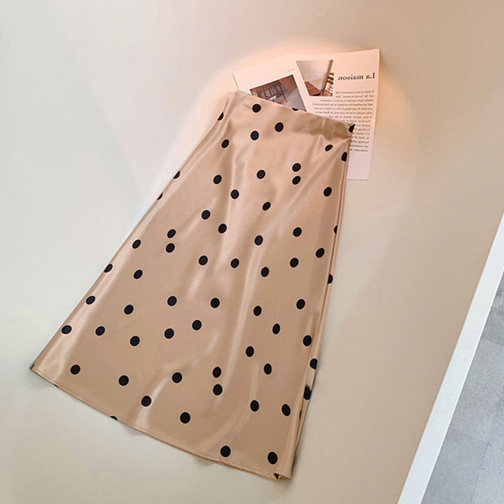 Damen Eleganter Satinrock mit Polka-Dots Echoarchiv
