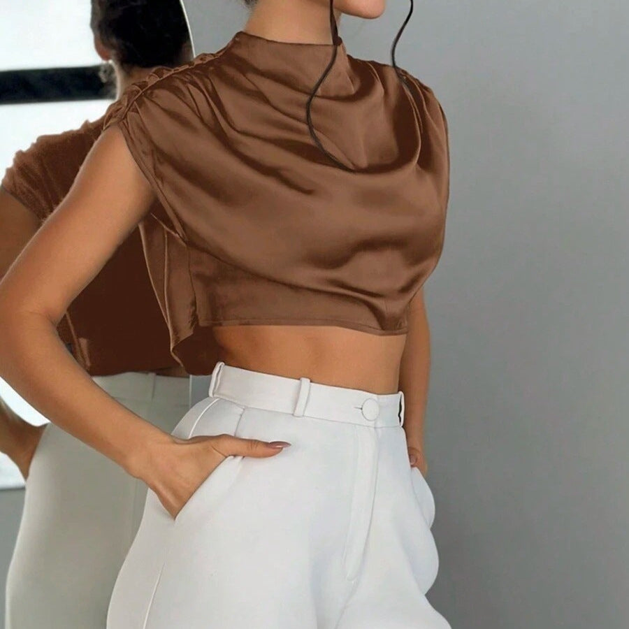 Damen elegantes Oberteil mit weichen Stofffalten und Rückenausschnitt Echo Archiv