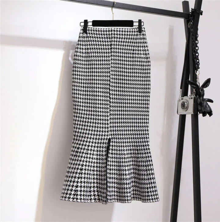 Damen Eleganter, figurbetonter Midi-Rock mit Knopfdetails Echo Archiv