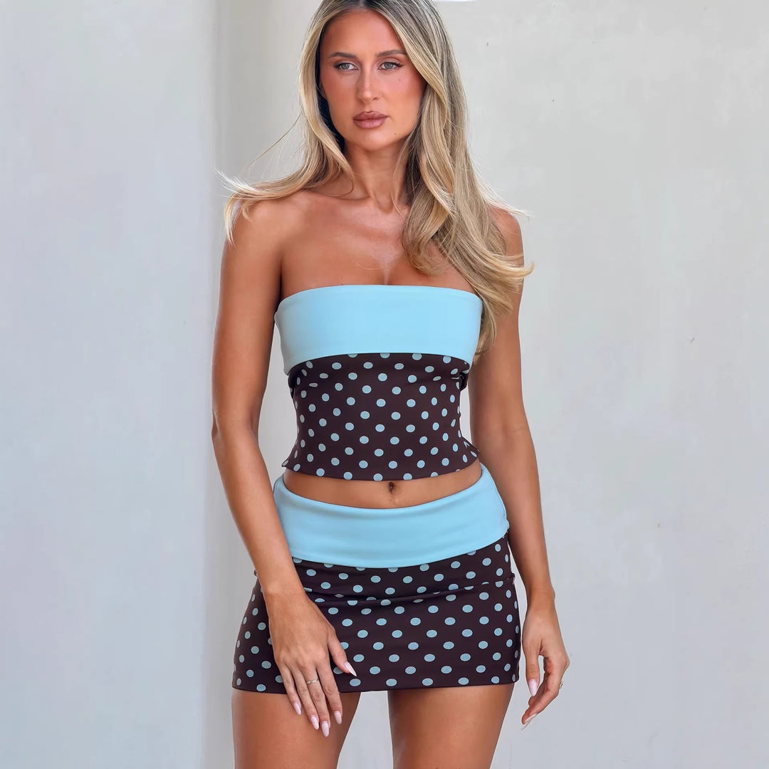 Damen süßes Bandeau-Top und Minirock-Set Echo Archiv