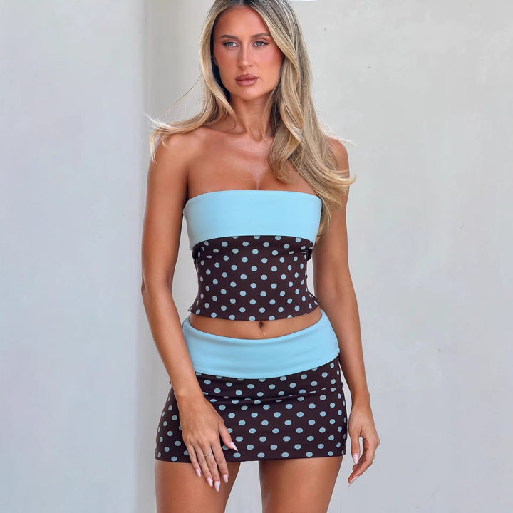 Damen süßes Bandeau-Top und Minirock-Set Echo Archiv