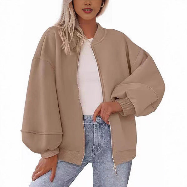 Damen Oversize Bomberjacke mit Ballonärmeln und Reißverschluss Echo Archiv