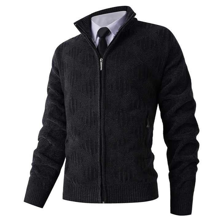 Herren Strickjacke mit strukturiertem Muster und hohem Kragen Echoarchiv