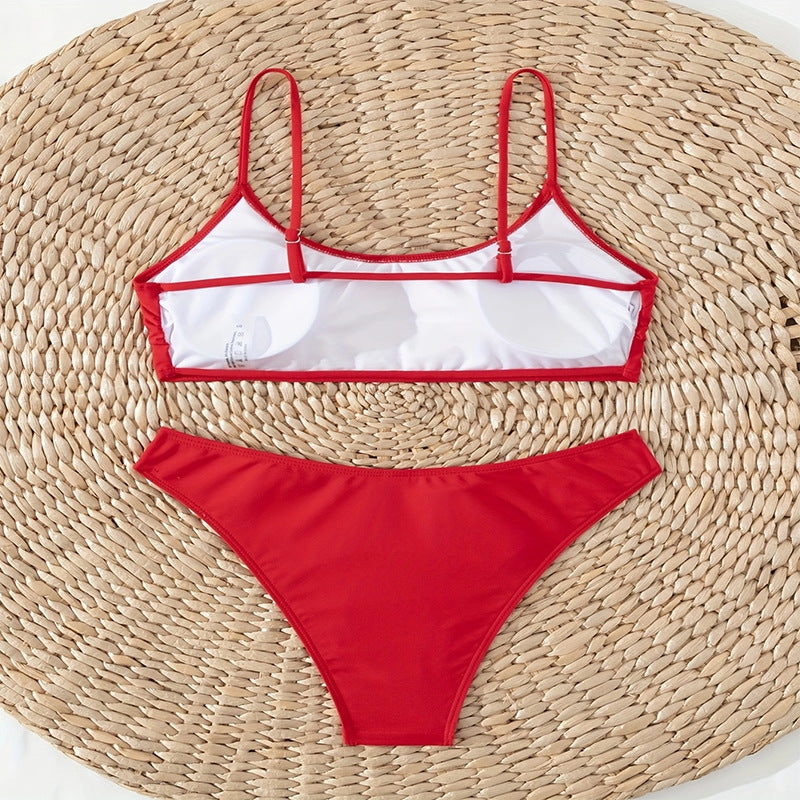 Damen Hochtailliertes Bikini-Set mit schmalen Trägern und elastischem Bund Echo Archiv