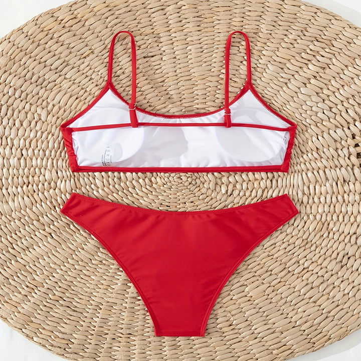Damen Hochtailliertes Bikini-Set mit schmalen Trägern und elastischem Bund Echo Archiv