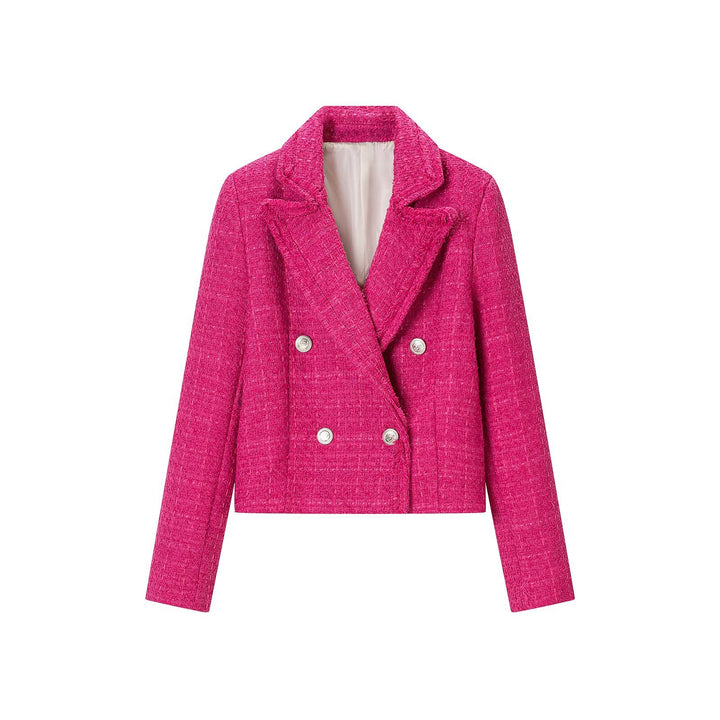 Damen Zweiteiliges Tweed-Set mit Kurzblazer und Plissiertem Minirock Echoarchiv