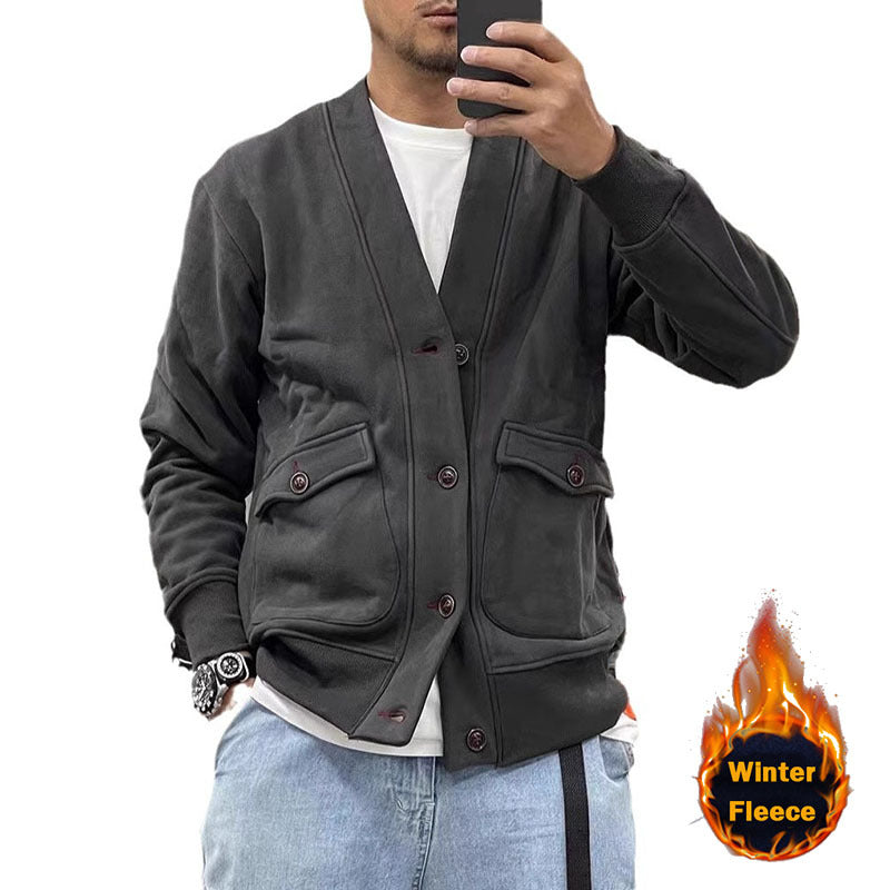 Herren Fleecejacke mit modischem Knopflies und praktischen Taschen Echoarchiv