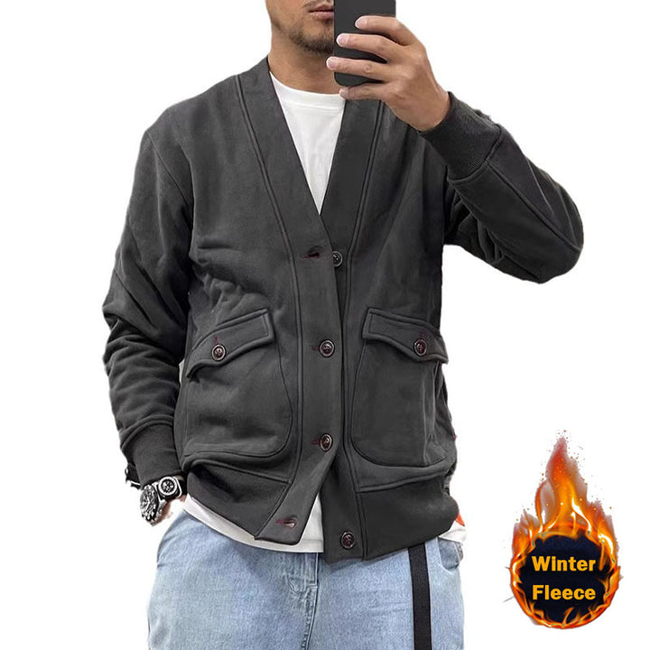 Herren Fleecejacke mit modischem Knopflies und praktischen Taschen Echoarchiv
