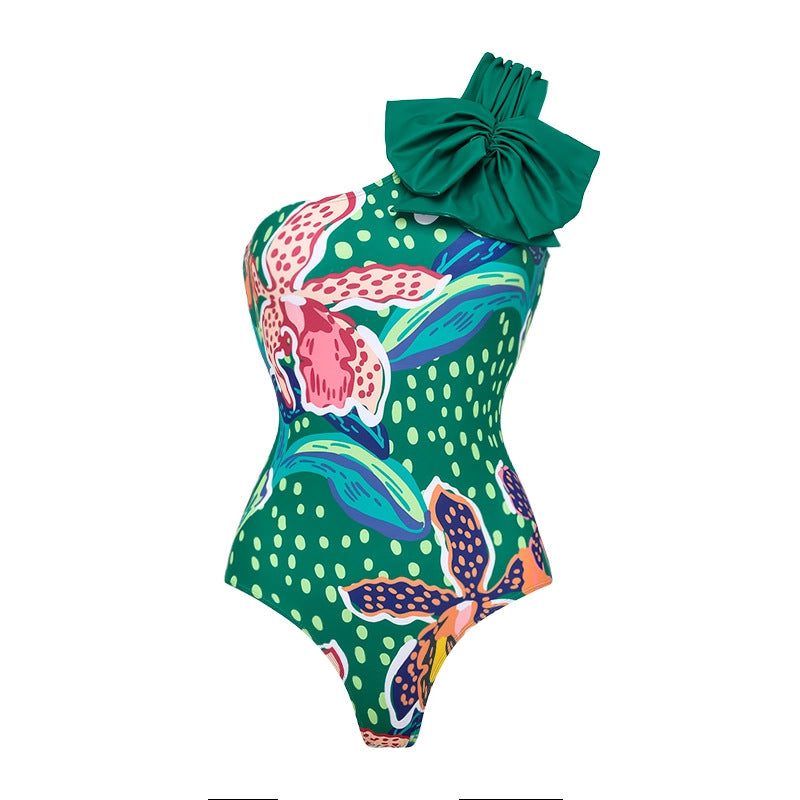 Damen Bikiniset mit farbenfrohem Maxirock und schicker Brustpartie Echo Archiv