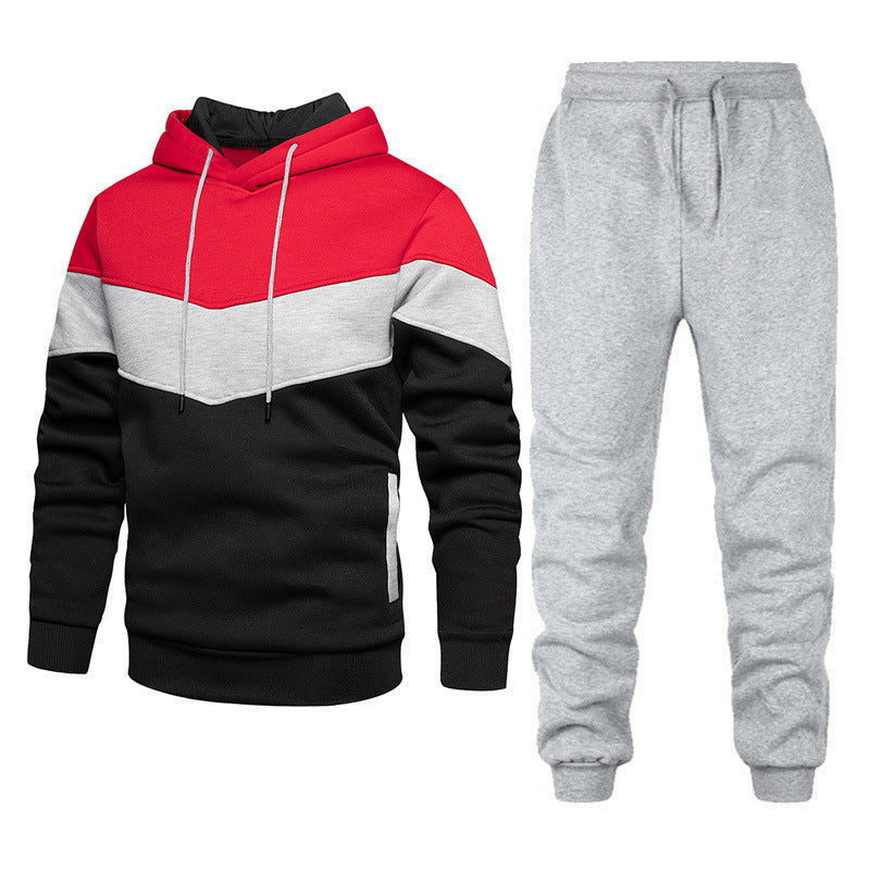Herren athleisure-Set mit Chevron-Kapuze, fleecegefüttertem Pullover und schmal zulaufender Jogginghose – Marzano