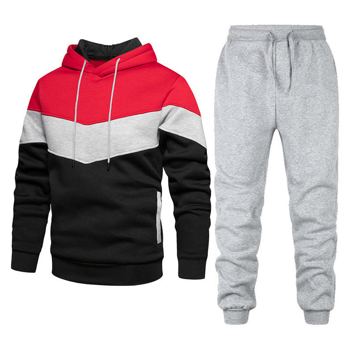 Herren athleisure-Set mit Chevron-Kapuze, fleecegefüttertem Pullover und schmal zulaufender Jogginghose – Marzano