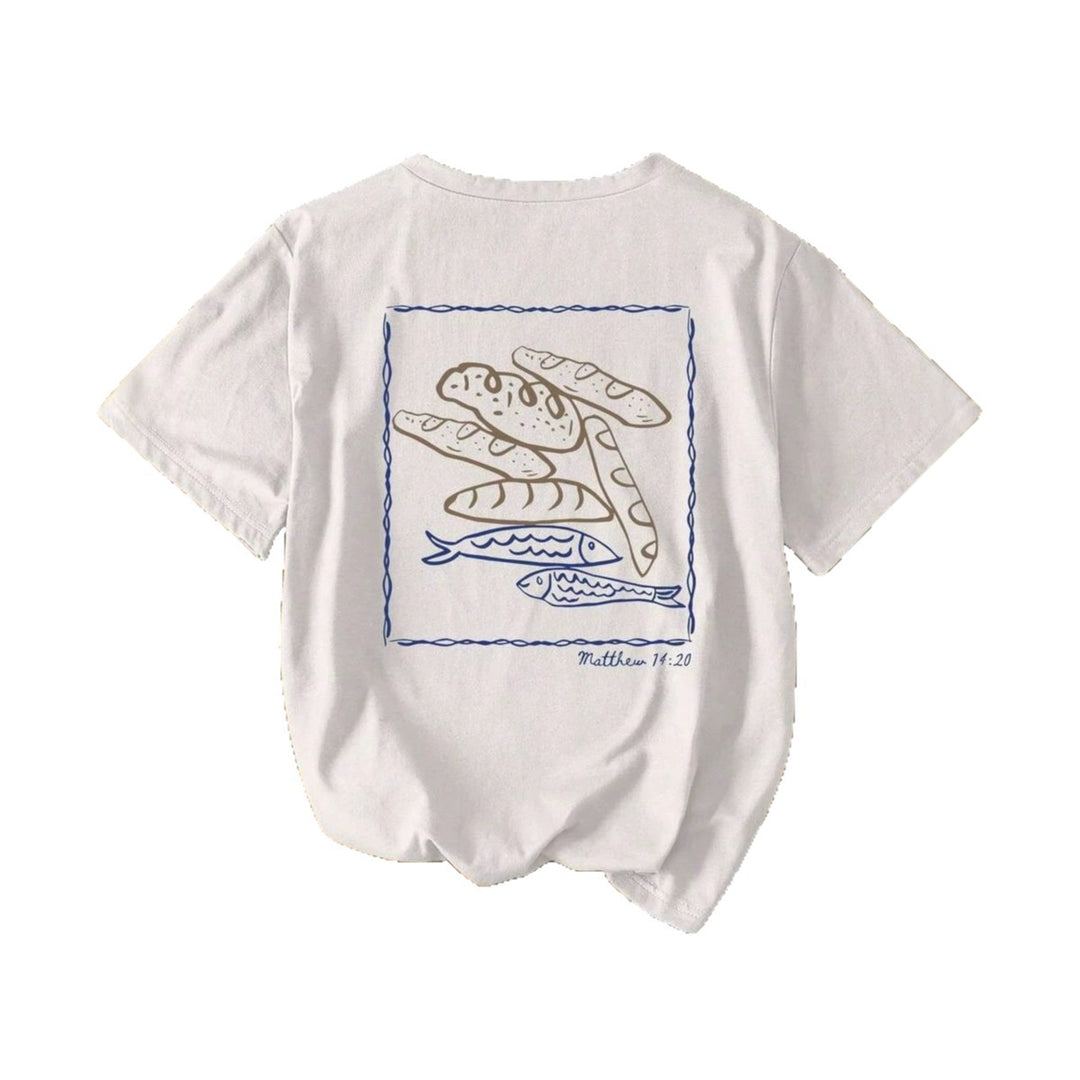 Damen Kurzarm T-Shirt mit kreativem Fischnetz-Motiv Echo Archiv