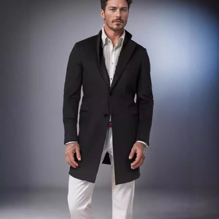 Herren eleganter Langmantel aus weichem Stoff Echoarchiv