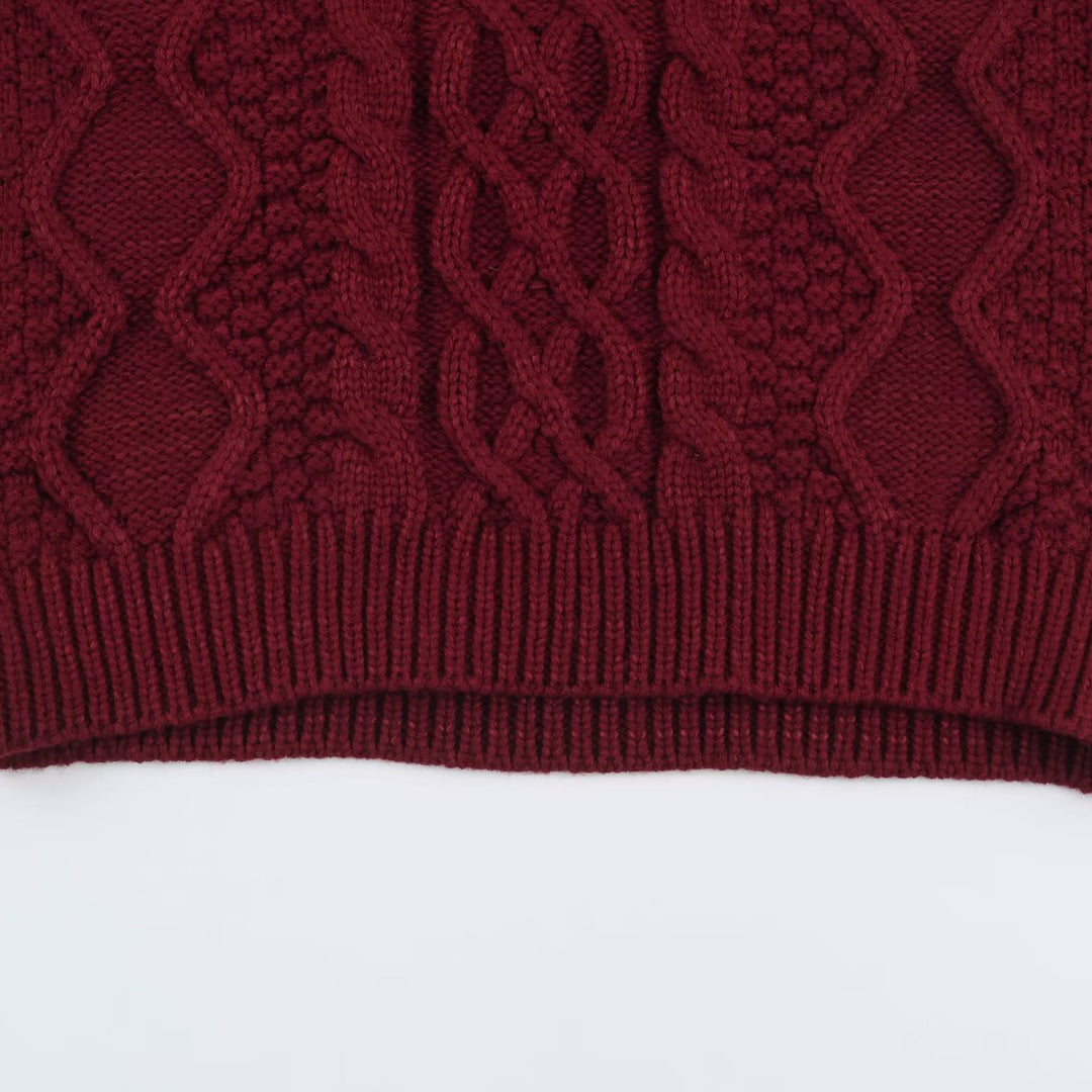 Damen Grobgestrickter Zopfstrick-Pullover mit Rundhals und Textur-Mix Echoarchiv