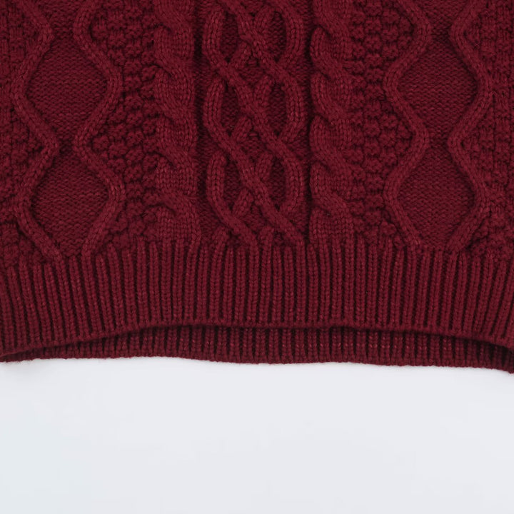 Damen Grobgestrickter Zopfstrick-Pullover mit Rundhals und Textur-Mix Echoarchiv