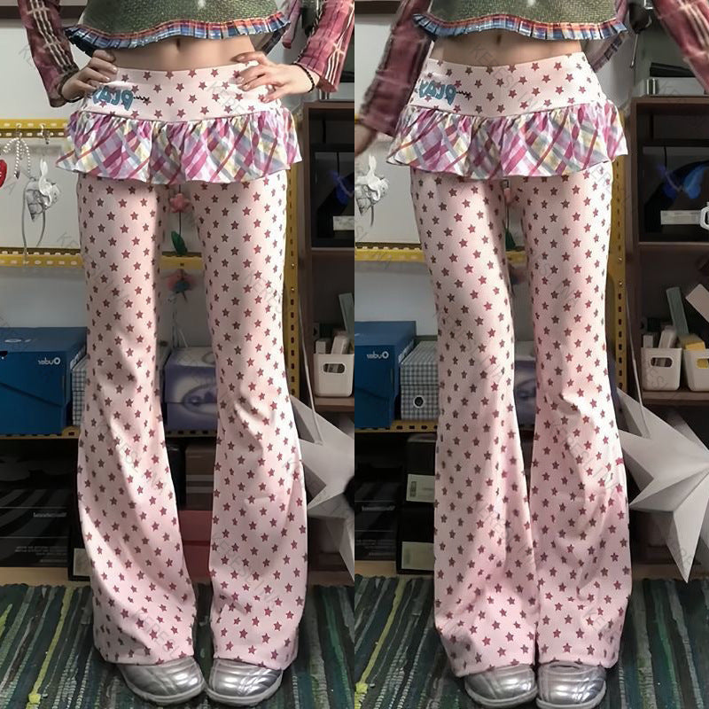 Damen Figurbetonte Flared-Hose mit Rüschendetail Echo Archiv
