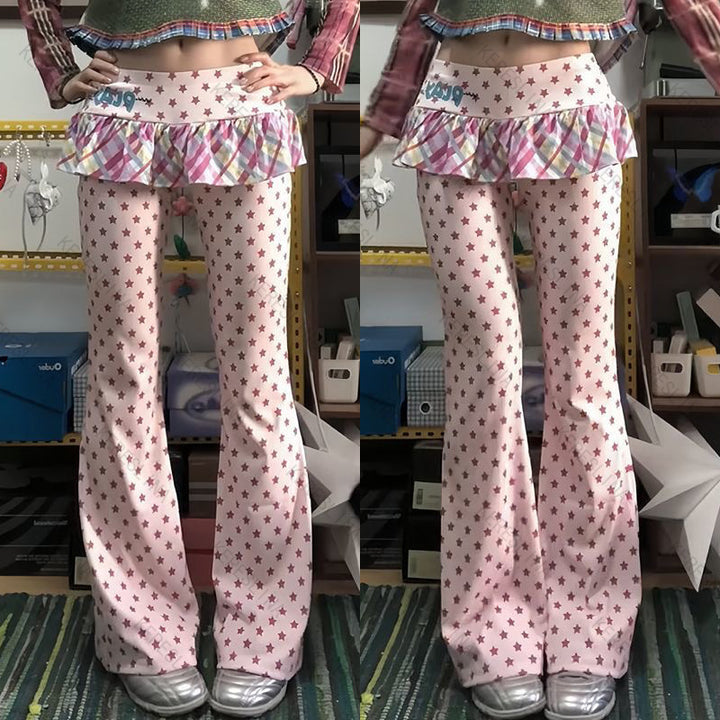Damen Figurbetonte Flared-Hose mit Rüschendetail Echo Archiv