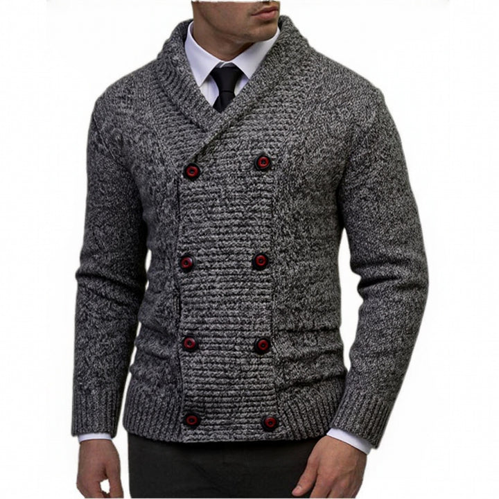 Herren modischer Strickpullover mit doppeltem Knopfverschluss und strukturiertem Design Echoarchiv