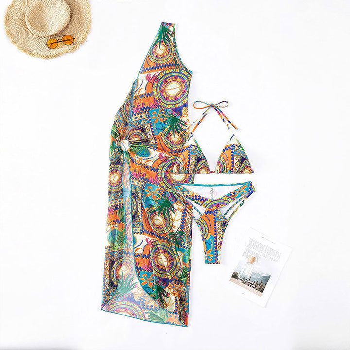 Damen Bikini-Set mit elegantem Wickel-Streifenkleid Echo Archiv