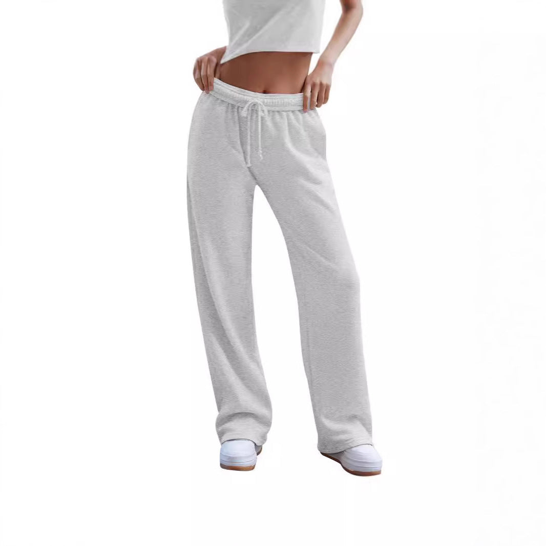 Damen weite Komfort-Loungehose mit hochgeschnittener Taille, elastischem Bund und Kordelzug – Avélisse