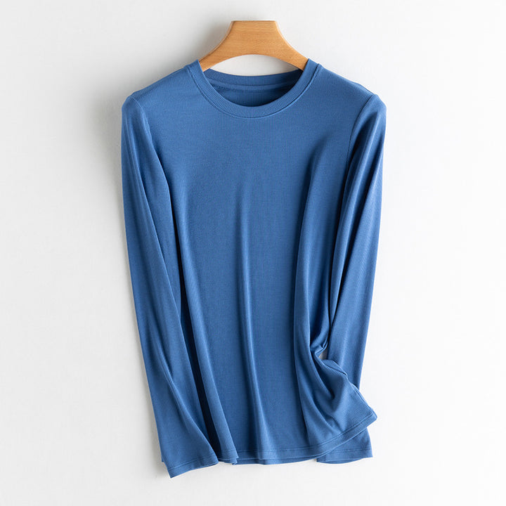 Damen Langarm-Feinrippshirt aus weichem Modal-Baumwollmix mit Rundhalsausschnitt Echo Archiv