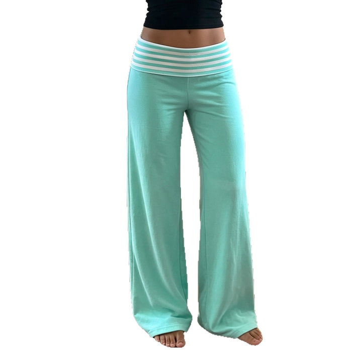 Damen Palazzo-Yogahose mit breitem Umschlagbund und fließender Jersey-Qualität – Avélisse