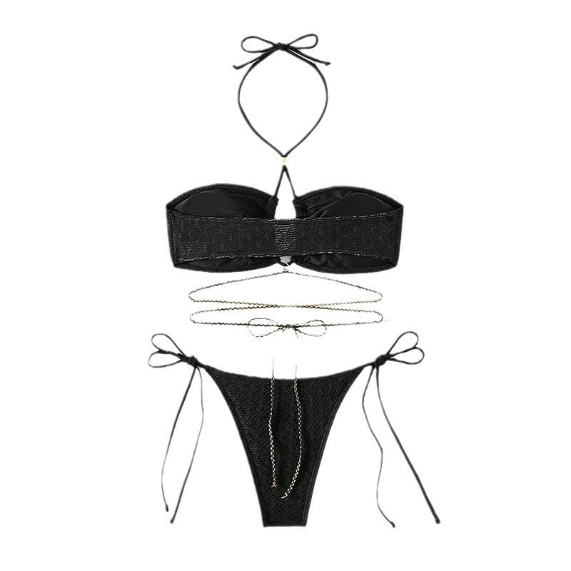Damen Bandeau-Bikini mit verstellbaren Bindebändern und goldenen Akzenten Echo Archiv