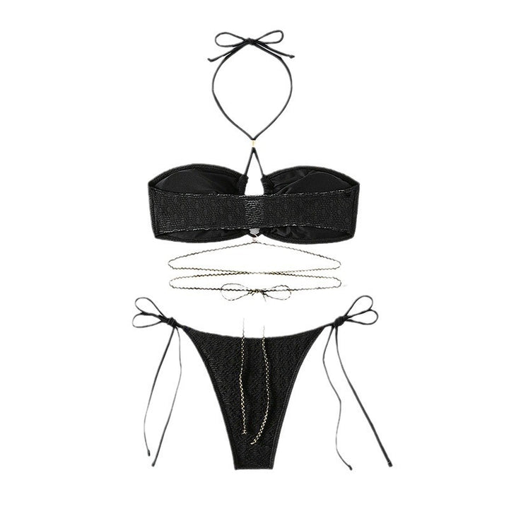Damen Bandeau-Bikini mit verstellbaren Bindebändern und goldenen Akzenten Echo Archiv