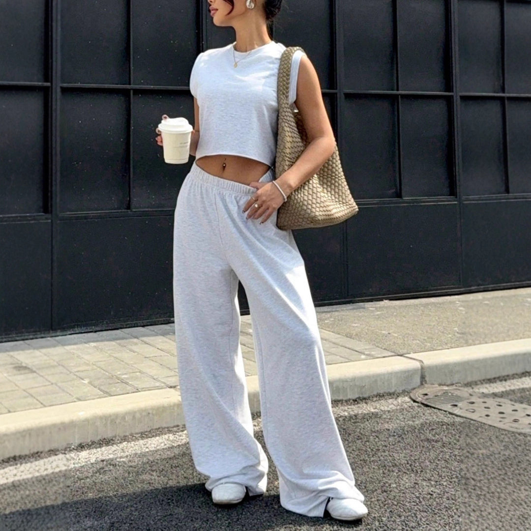 Damen lässiges Crop-Top und weite Freizeithosen Set Echo Archiv