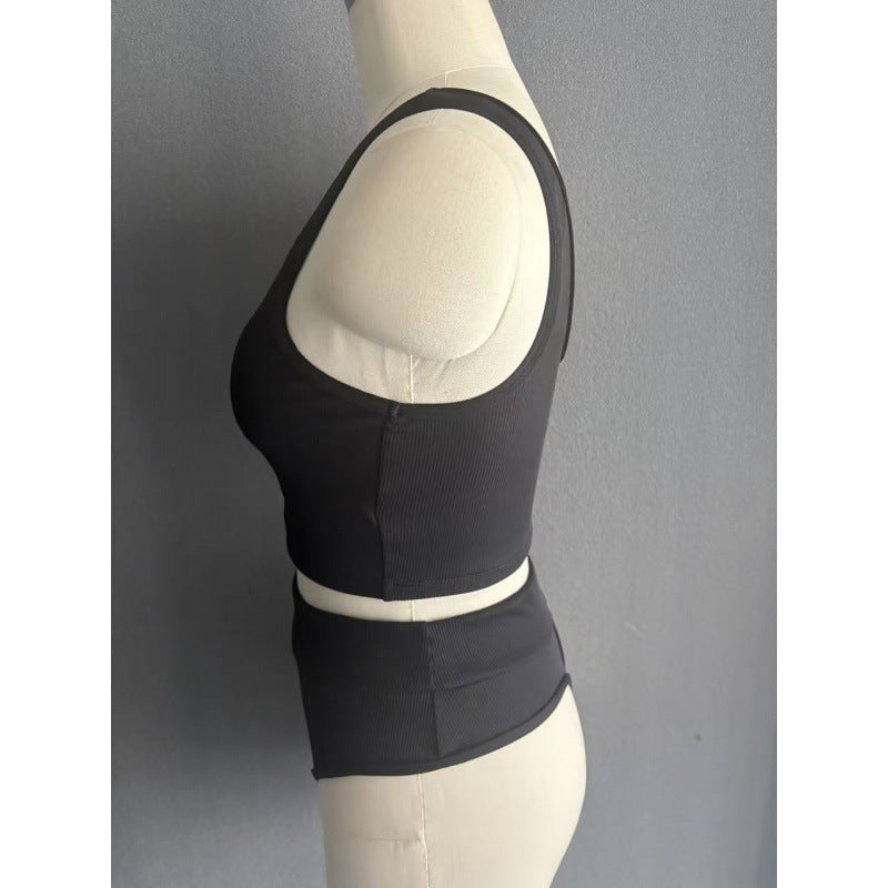 Damen Hochbund Bikini-Set mit strukturierter Oberfläche und modischem Crop-Top Echo Archiv