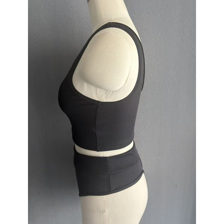 Damen Hochbund Bikini-Set mit strukturierter Oberfläche und modischem Crop-Top Echo Archiv