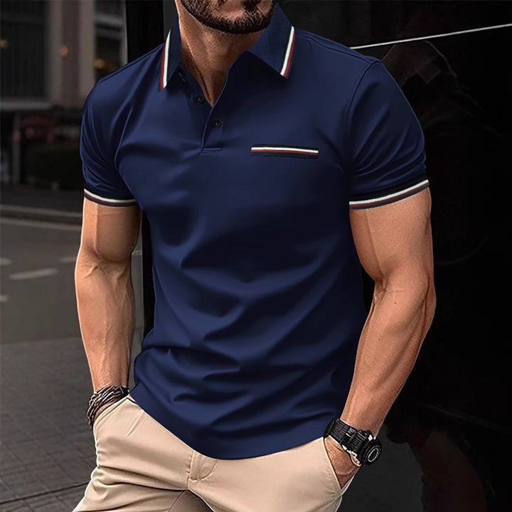 Herren Poloshirt mit kontrastierenden Akzenten und modernem Schnitt Echoarchiv