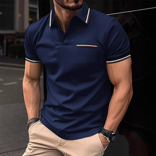 Herren Poloshirt mit kontrastierenden Akzenten und modernem Schnitt Echoarchiv