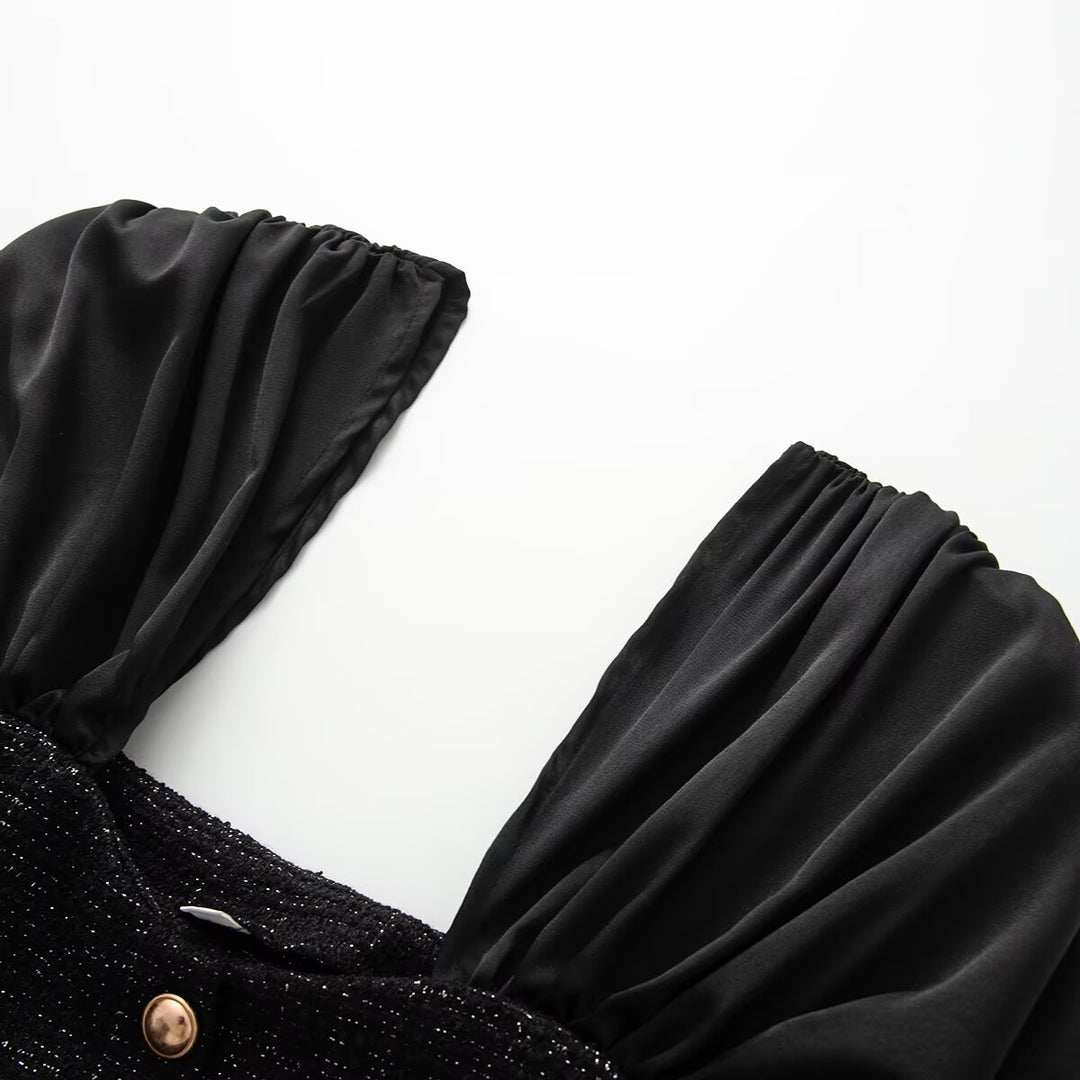 Damen Wickelbluse mit voluminösen Puffärmeln und dekorativen Knopfdetails Echo Archiv
