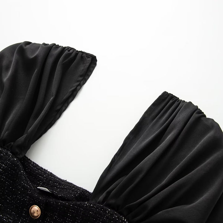 Damen Wickelbluse mit voluminösen Puffärmeln und dekorativen Knopfdetails Echo Archiv