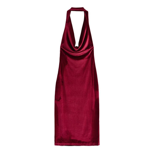 Damen elegantes Maxikleid mit tiefem V-Ausschnitt und fließendem Satin-Finish Echo Archiv