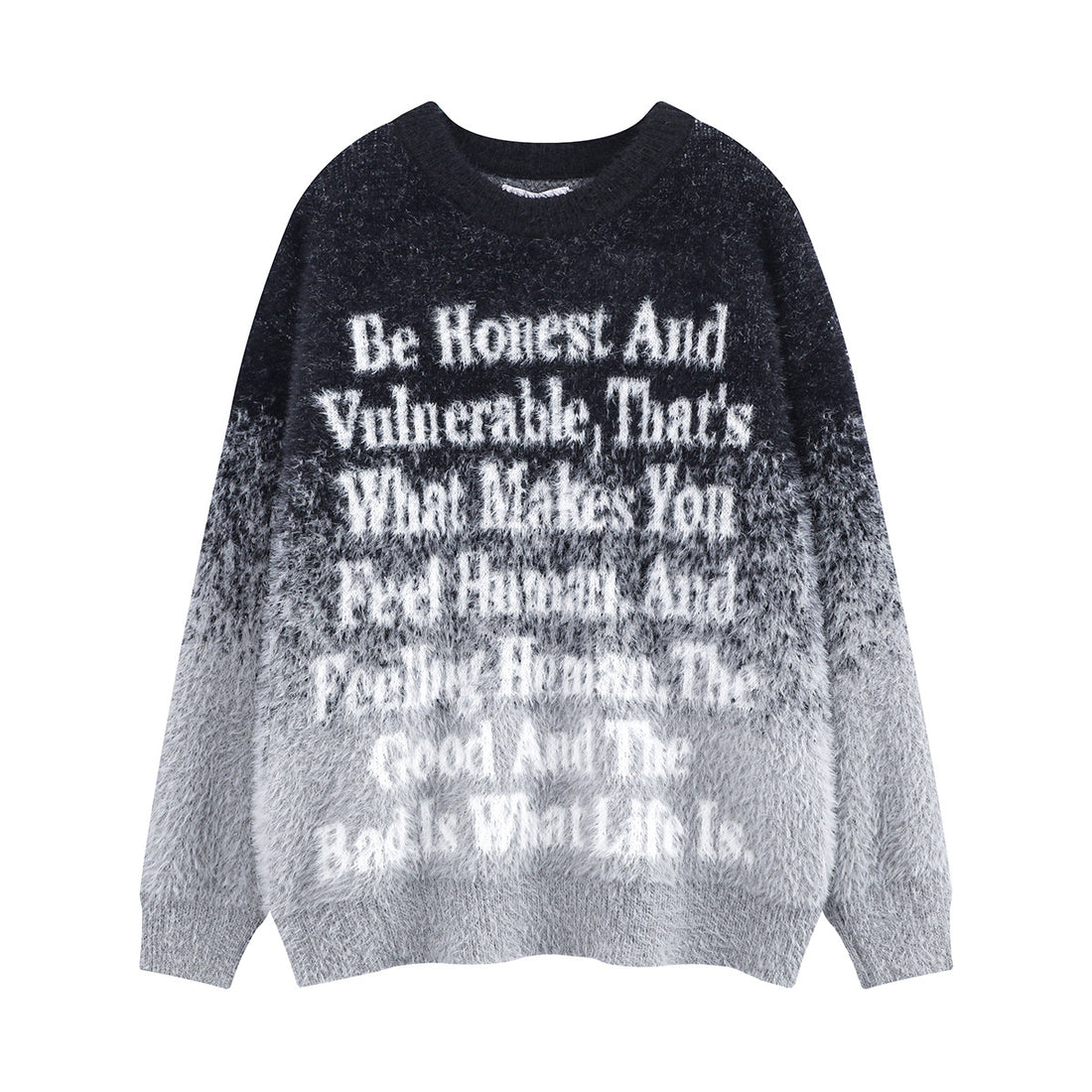 Damen Modischer Grobstrickpullover mit inspirierendem Schriftzug Echoarchiv