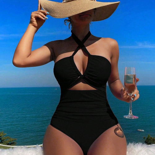 Damen Hochgeschnittener Cut-Out Badeanzug mit verstellbaren Trägern Echo Archiv