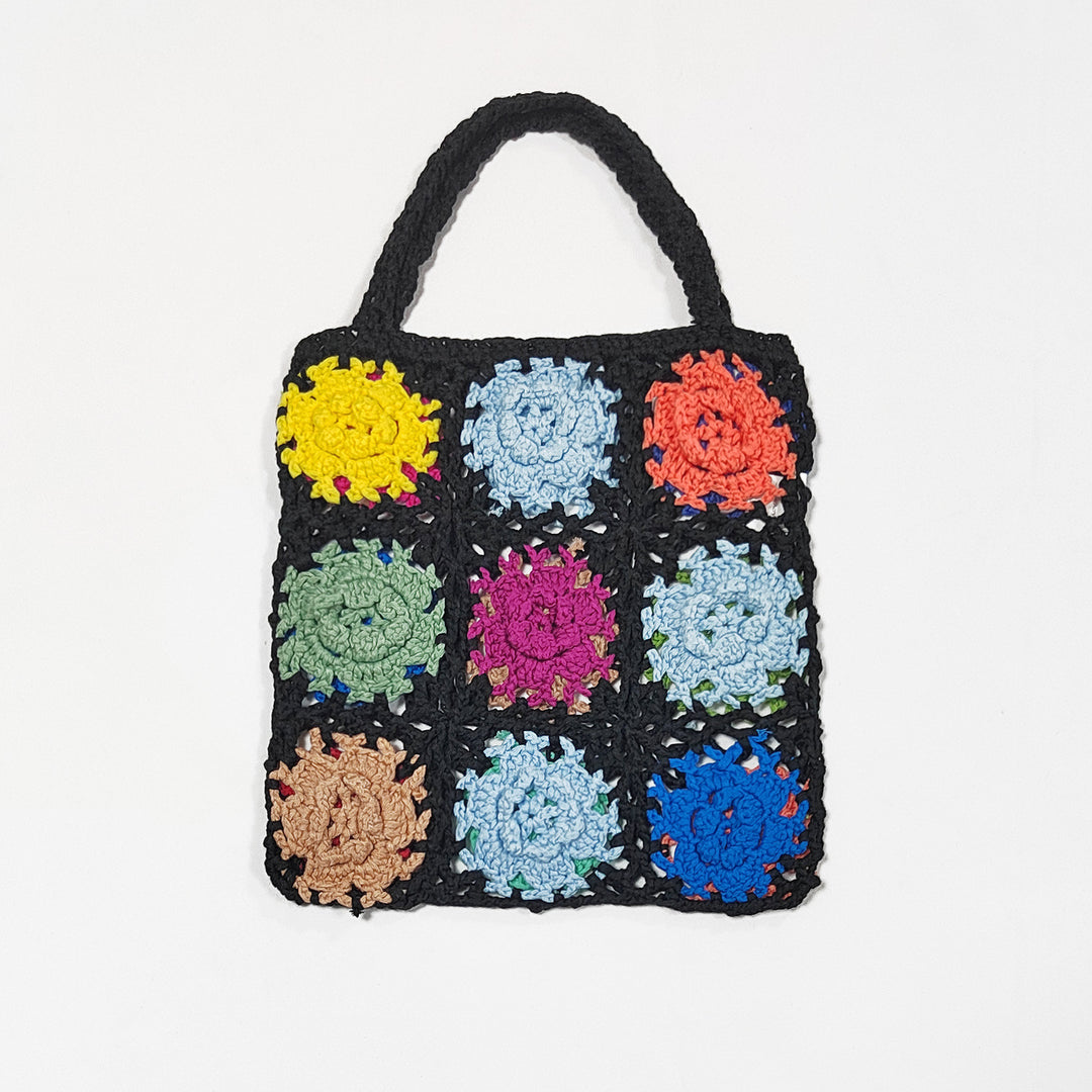 Damen gehäkelte Handtasche mit buntem Blumenmuster Echo Archiv