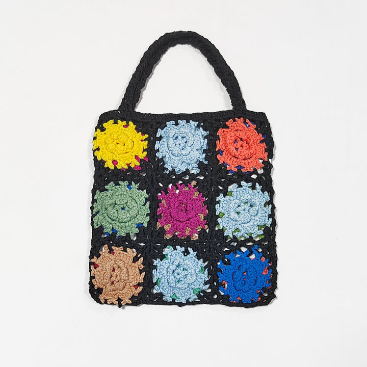Damen gehäkelte Handtasche mit buntem Blumenmuster Echo Archiv
