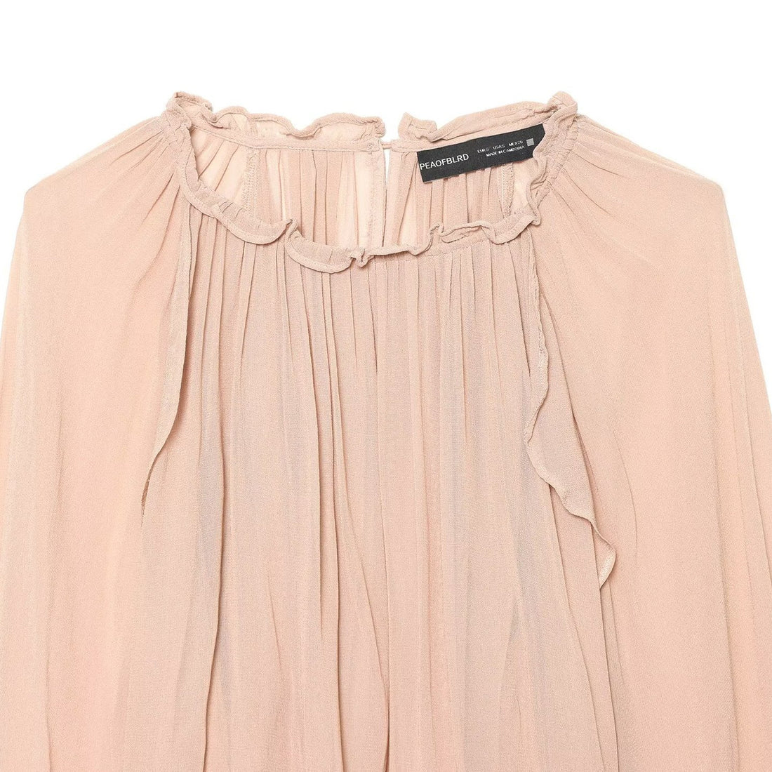 Damen Plissierte Chiffon-Bluse mit Rüschkragen und Ballonärmeln Echoarchiv