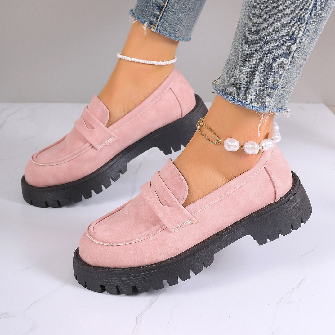 Damen nan Plateau-Loafer mit Profilsohle und Velourslederoptik Echo Archiv