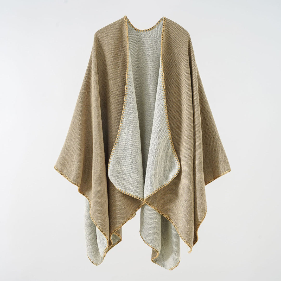 Damen Reversibler Strickponcho mit Zierkettnaht und Oversize-Fall Echo Archiv