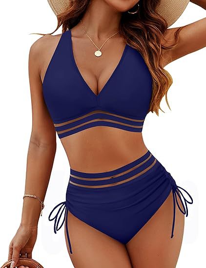 Damen Bikiniset mit verstellbarem Bund und sportlichem V-Ausschnitt Echo Archiv