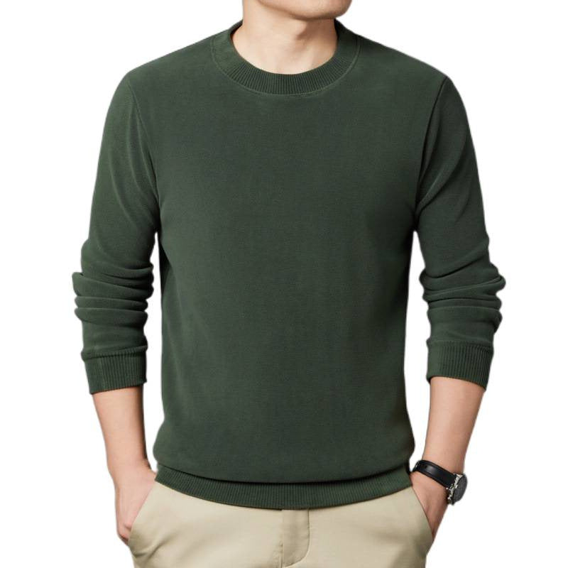 Herren Feiner Rundhals-Pullover aus Baumwollmix mit gerippten Bündchen und schlanker Passform Echoarchiv
