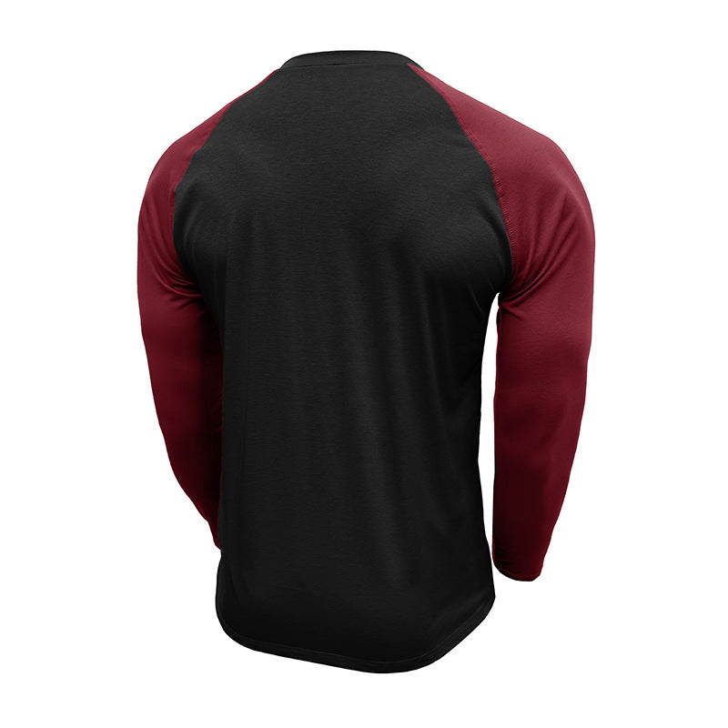 Herren Langarm-Henley Shirt mit kontrastierenden Ärmeln und praktischen Knöpfen Echoarchiv